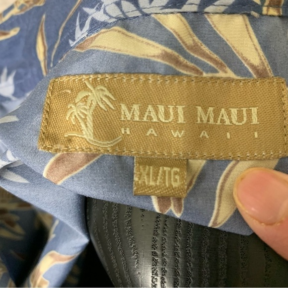 Maui Maui Hawaii Shirt Sz XL Blue Casual Button Down Short Sleeve Tropical Top - Picture 7 of 11